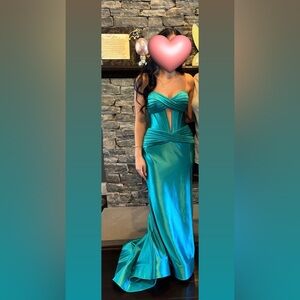 Sherri Hill Teal Strapless Prom Dress - Size 00